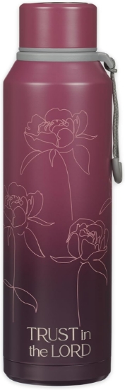 Imagen de Trust in the Lord Plum Floral Stainless Steel Water Bottle - Proverbs 3:5