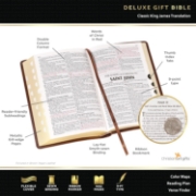 Imagen de Walnut Brown Faux Leather King James Version Deluxe Gift Bible with Thumb Index and Zippered Closure