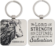 Imagen de Strength and Defense Lion Silver Metal Keychain - Exodus 15:2