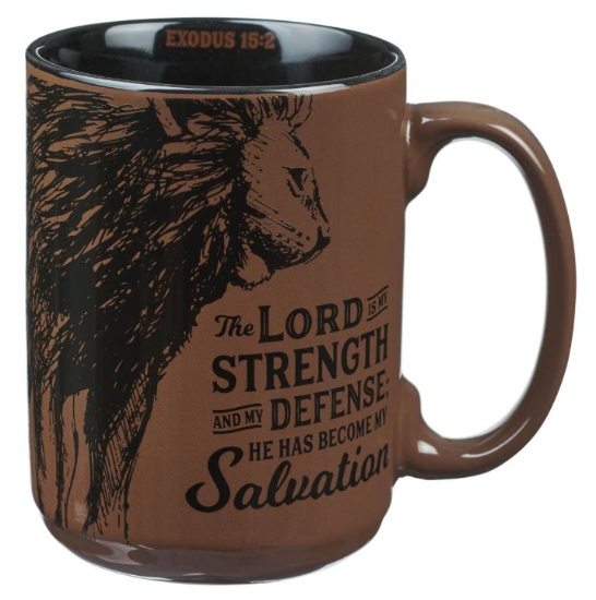 Imagen de The Lord is My Strength Walnut-Brown Ceramic Coffee Mug - Exodus 15:2