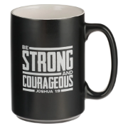 Imagen de Strong and Courageous Black Lion Ceramic Coffee Mug - Joshua 1:9