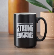 Imagen de Strong and Courageous Black Lion Ceramic Coffee Mug - Joshua 1:9