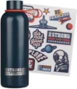 Imagen de Strong and Courageous Blue Stainless Steel Water Bottle - Joshua 1:9
