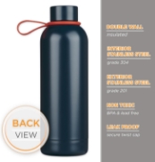 Imagen de Strong and Courageous Blue Stainless Steel Water Bottle - Joshua 1:9