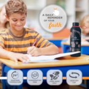 Imagen de Strong and Courageous Blue Stainless Steel Water Bottle - Joshua 1:9