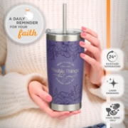 Imagen de Noble Things Lavender Floral Stainless Steel Tumbler - Proverbs 31:29