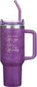 Imagen de New Mercies Purple Floral 40 oz Stainless Steel Tumbler with Straw - Lamentations 3:22-23