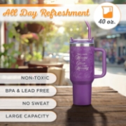 Imagen de New Mercies Purple Floral 40 oz Stainless Steel Tumbler with Straw - Lamentations 3:22-23