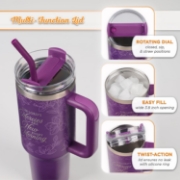 Imagen de New Mercies Purple Floral 40 oz Stainless Steel Tumbler with Straw - Lamentations 3:22-23