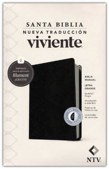 Imagen de Biblia manual NTV, letra grande con Filament (SentiPiel, Negro, Letra Roja, Con índice)