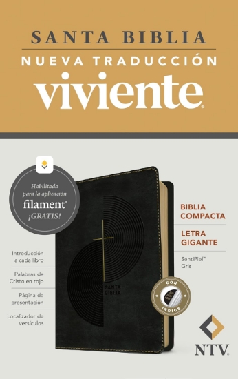 Imagen de Biblia compacta NTV, letra gigante con Filament (SentiPiel, Gris, Letra Roja, Con índice)