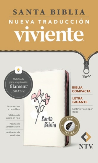 Imagen de Biblia compacta NTV, letra gigante de zíper con Filament (SentiPiel, Beige, Letra Roja, Con índice)