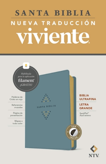 Imagen de Biblia ultrafina NTV, letra grande con Filament, Azul sereno, Con índice