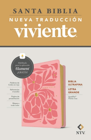 Imagen de Biblia ultrafina NTV, letra grande con Filament, Flores rosa