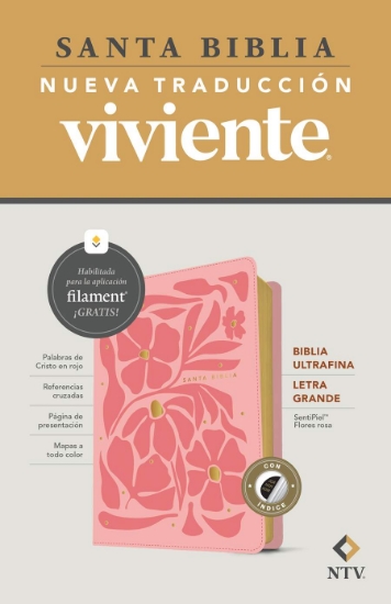 Imagen de Biblia ultrafina NTV, letra grande con Filament, Flores rosa, Con índice