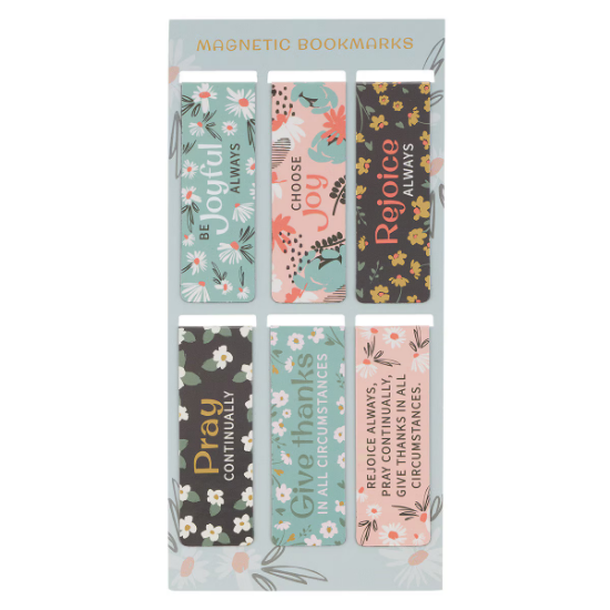 Imagen de Joy Mint Floral Magnetic Bookmark Set - 1 Thessalonians 5:16-18