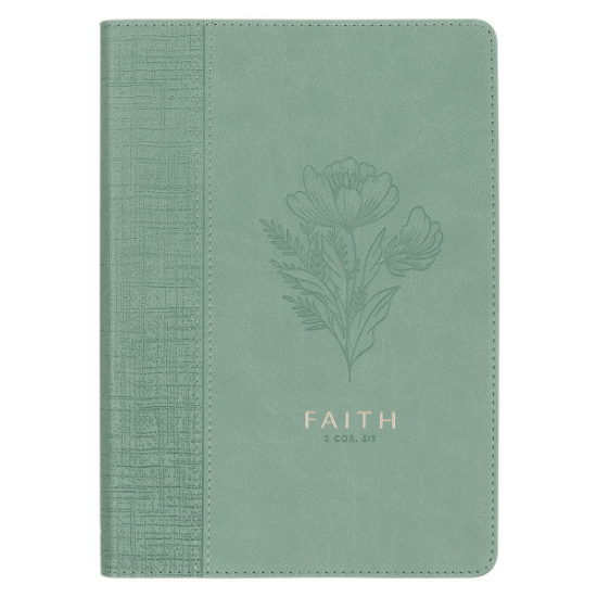 Imagen de Faith Teal Floral Faux Leather Classic Journal - 2 Corinthians 5:7