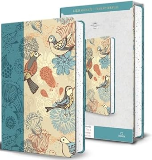 Imagen de Biblia RVR1960 Letra gigante, símil azul con Pájaros (Edición cantos pintados)