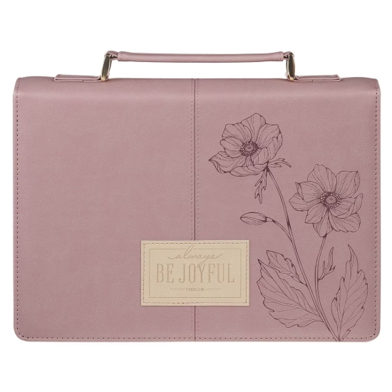 Imagen de Always Be Joyful Dusty Mauve Faux Leather Fashion Bible Cover - 1 Thessalonians 5:16