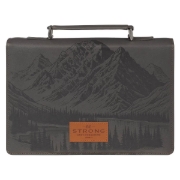 Imagen de Be Strong and Courageous Charcoal Gray Faux Leather Classic Bible Cover - Joshua 1:9