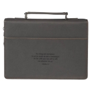 Imagen de Be Strong and Courageous Charcoal Gray Faux Leather Classic Bible Cover - Joshua 1:9
