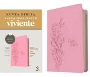 Imagen de Biblia de referencia en la columna central NTV, letra grande con Filament (SentiPiel, Rosa, Letra Roja)