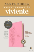 Imagen de Biblia de referencia en la columna central NTV, letra grande con Filament (SentiPiel, Rosa, Índice, Letra Roja)