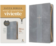 Imagen de Biblia de referencia en la columna central NTV, letra grande de zíper con Filament (SentiPiel, Gris, Letra Roja)