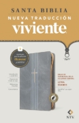 Imagen de Biblia de referencia en la columna central NTV, letra grande de zíper con Filament (SentiPiel, Gris, Índice, Letra Roja)