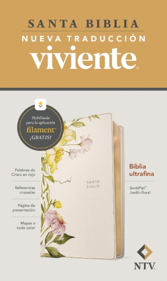 Imagen de Biblia ultrafina NTV, con Filament (SentiPiel, Jardín floral, Letra Roja)