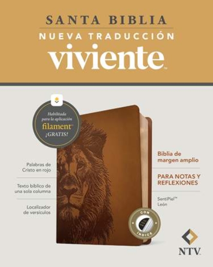 Imagen de Biblia de margen amplio NTV con Filament (SentiPiel, León, Letra Roja, Con Índice)