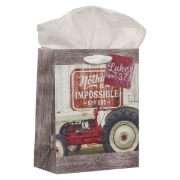 Imagen de Nothing is Impossible Red Vintage Farm Medium Gift Bag - Luke 1:37