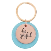 Imagen de Be Joyful Rose Gold Key Ring with Teal Disc