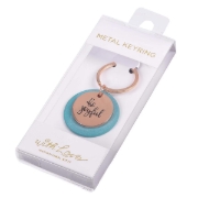 Imagen de Be Joyful Rose Gold Key Ring with Teal Disc