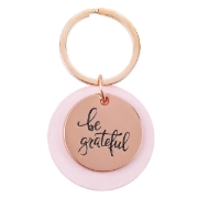 Imagen de Be Grateful Rose Gold Key Ring with Soft Pink Disc