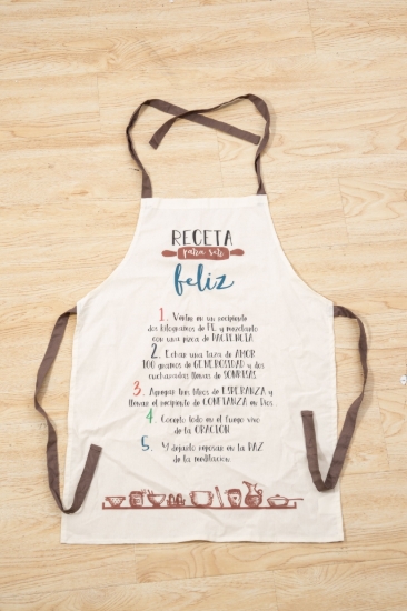 Imagen de Delantal/mandil de algodón. Receta para ser feliz