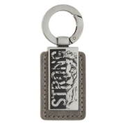 Imagen de Strong Lion Gray Faux Leather and Silver Metal Keychain - Joshua 1:9