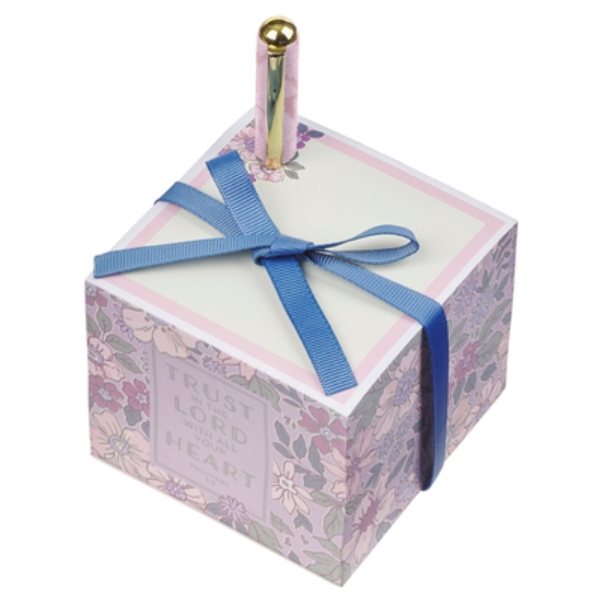 Imagen de Trust in the Lord Purple Spring Floral Note Block with Pen Gift Set - Proverbs 3:5
