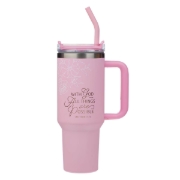 Imagen de Things Are Possible Pink Poppy Stainless Steel Tumbler with Straw - Matthew 19:26
