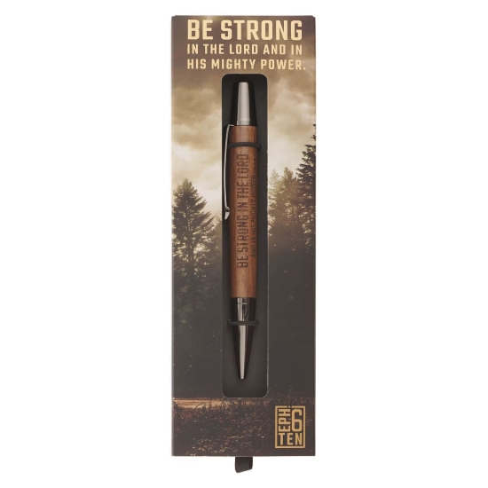 Imagen de Be Strong in the Lord Brown Wooden Gift Pen - Ephesians 6:10