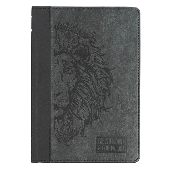 Imagen de Be Strong & Courageous Black Lion Faux Leather Hardcover Journal - Joshua 1:9