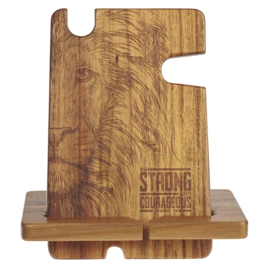 Imagen de Strong and Courageous Acacia Wood Personal Accessory Organizer - Joshua 1:9