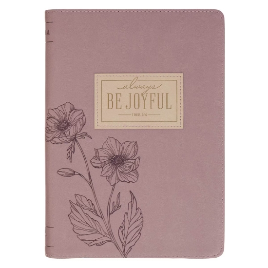 Imagen de Always Be Joyful Dusty Mauve Faux Leather Classic Journal with Zipper Closure - 1 Thessalonians 5:16